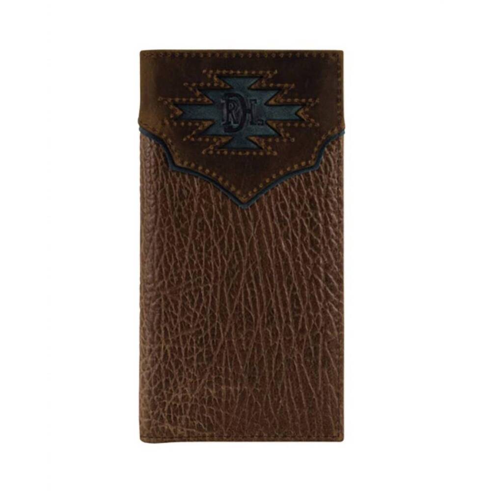 NEW RED DIRT HAT COMPANY men's genuine leather yoke inlay rodeo wallet in brown/